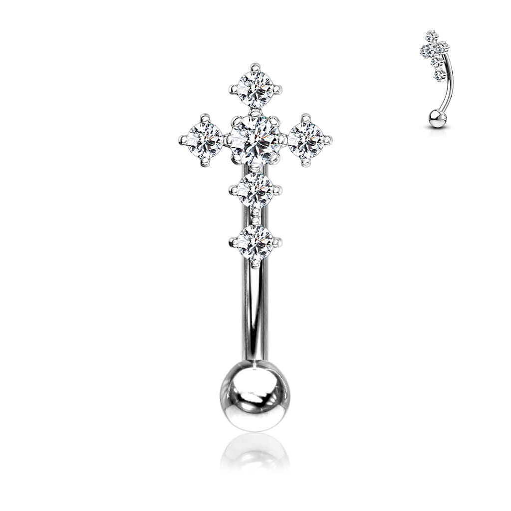 Eyebrow Piercing Cross Zirconia