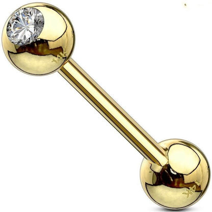 14 Karat Gold Barbell Kugel Zirkonia