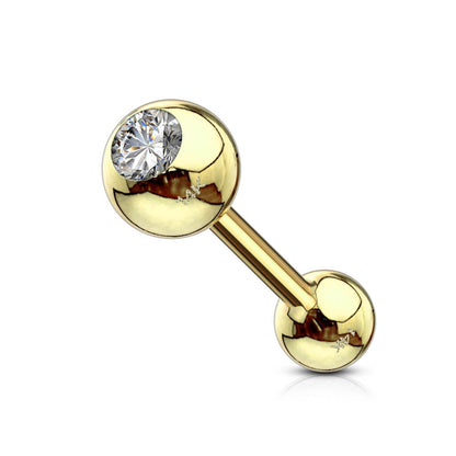 14 Karat Gold Barbell Kugel Zirkonia