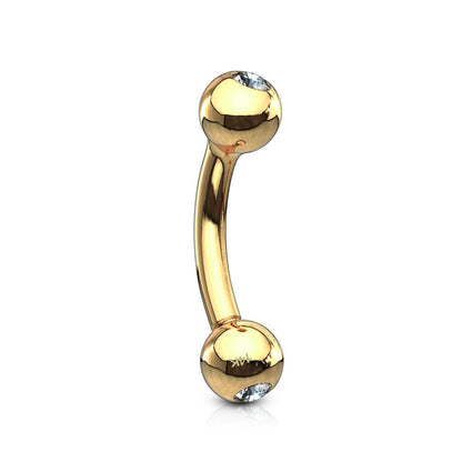 Oro 14 kt Piercing Sopracciglio Sfera con zircone