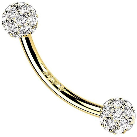 Oro 14 kt Piercing Sopracciglio Sfera con zircone