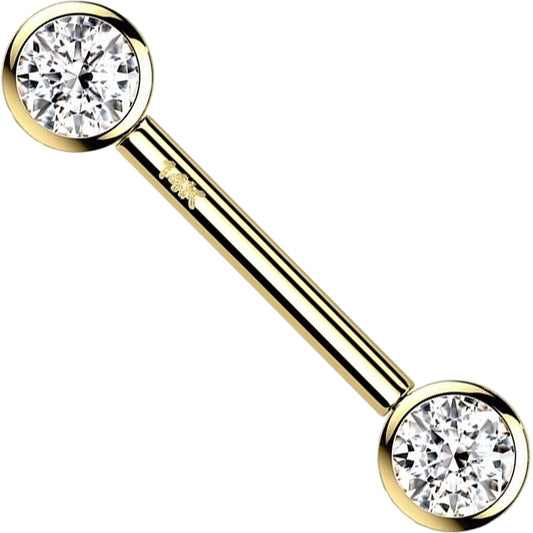 14 Karat Gold Nippelpiercing Kugel Zirkonia Gelbgold Weißgold Push-In