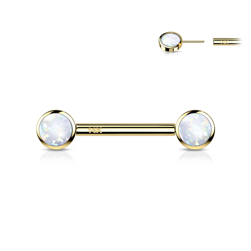 Oro 14 kt Piercing Capezzolo Zircone rotondo  Push-In