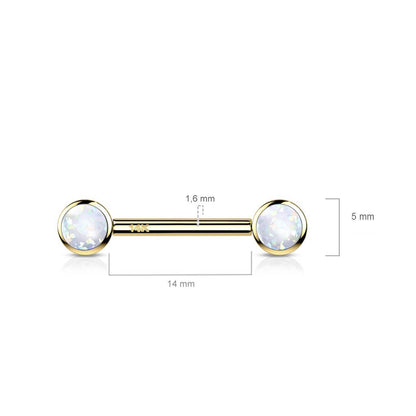 Oro 14 kt Piercing Capezzolo Zircone rotondo  Push-In