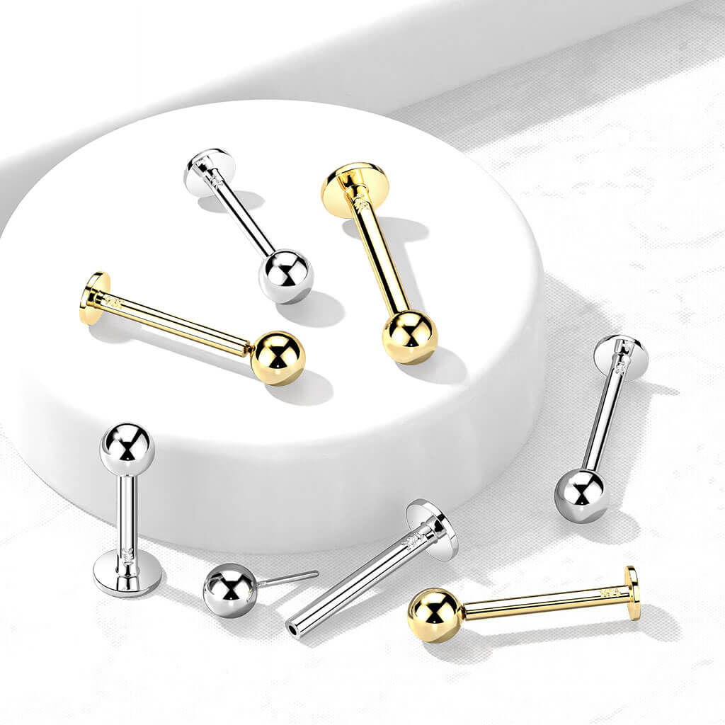 Oro 14 kt Labret Sfera  Push-In