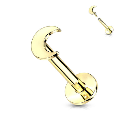 Or 14kt Labret Lune Plate Enfoncer