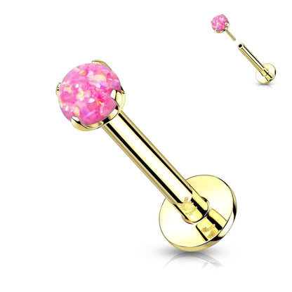 Or 14kt Labret Opale Ronde Enfoncer