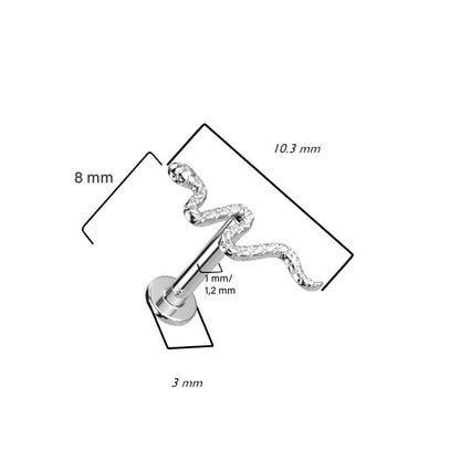 Solid Gold 14 Carat Labret Snake Push-In