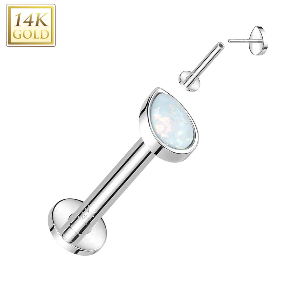 Oro 14 kt Labret Goccia Opale Push-In