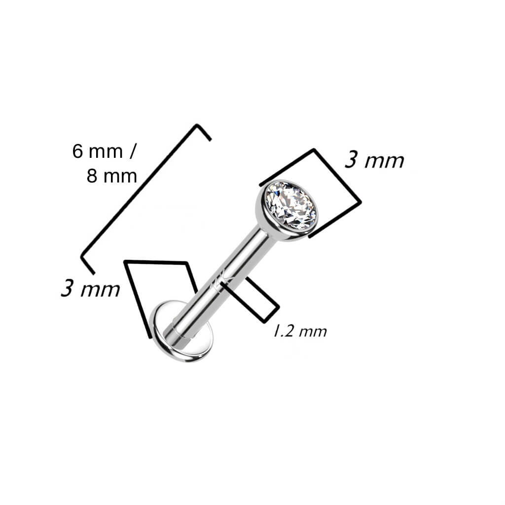 14 Karat Gold Labret Zirkonia Zagenfassung Gelbgold Weißgold Innengewinde