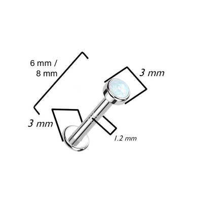 Złoto 585 labret opal gwint wewnętrzny