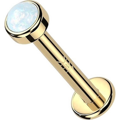 Złoto 585 labret opal gwint wewnętrzny