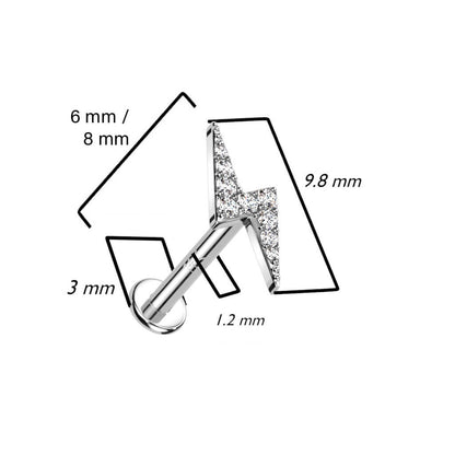 14 Karat Gold Labret Blitz Zirkonia Gelbgold Weißgold Innengewinde