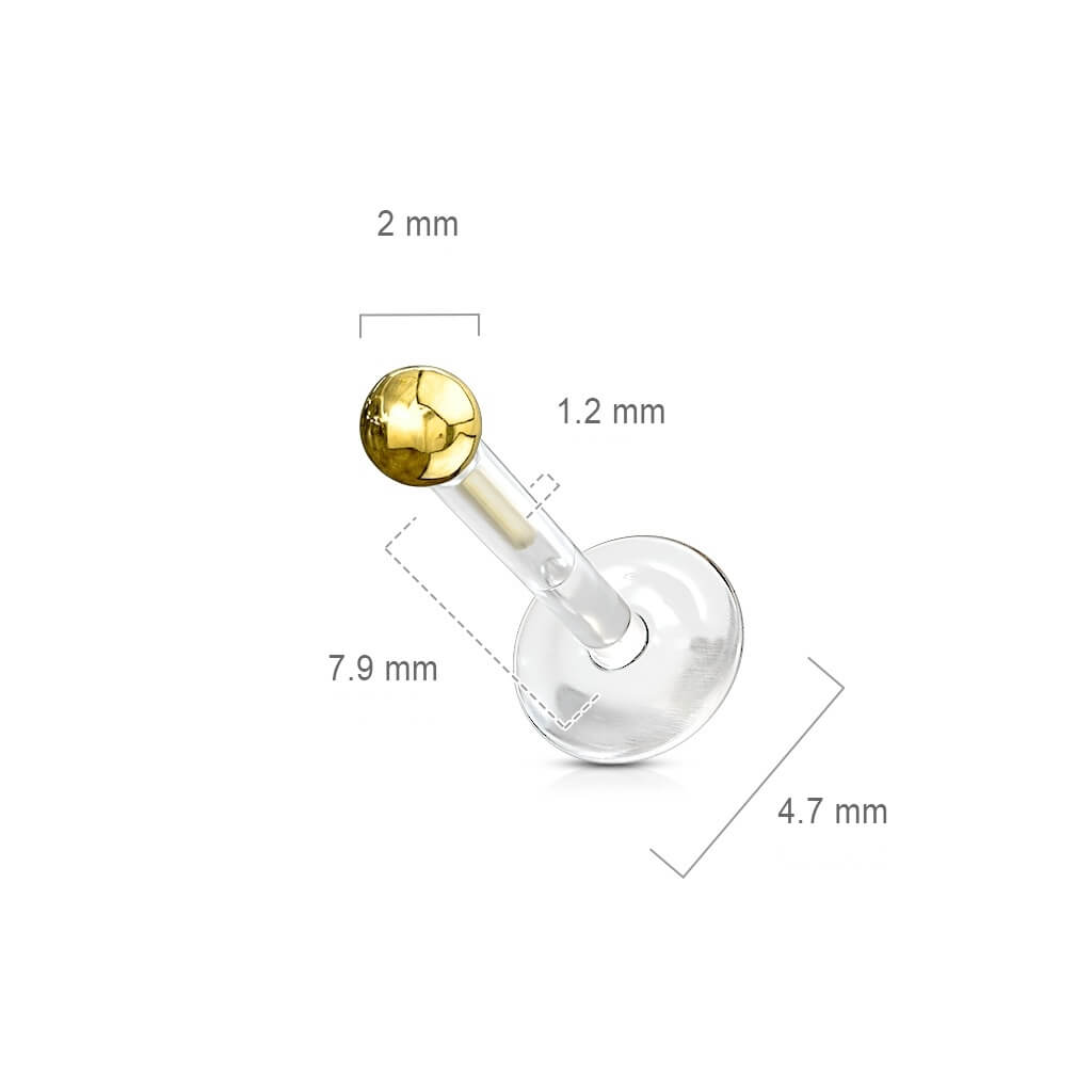 Or 14kt Labret Bille Enfoncer