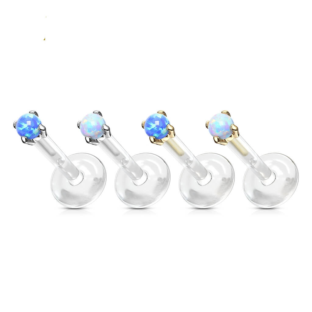 Or 14kt Labret Opale Ronde Enfoncer