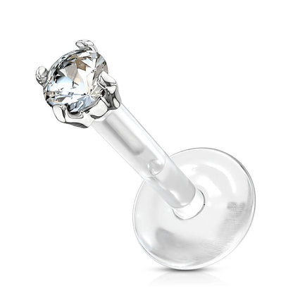 Or 14kt Labret Zircone Enfoncer