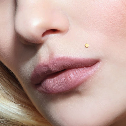 Oro 14 kt Labret Tondo piatto  Push-In