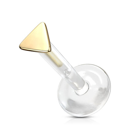 Or 14kt Labret Triangle Plat Enfoncer