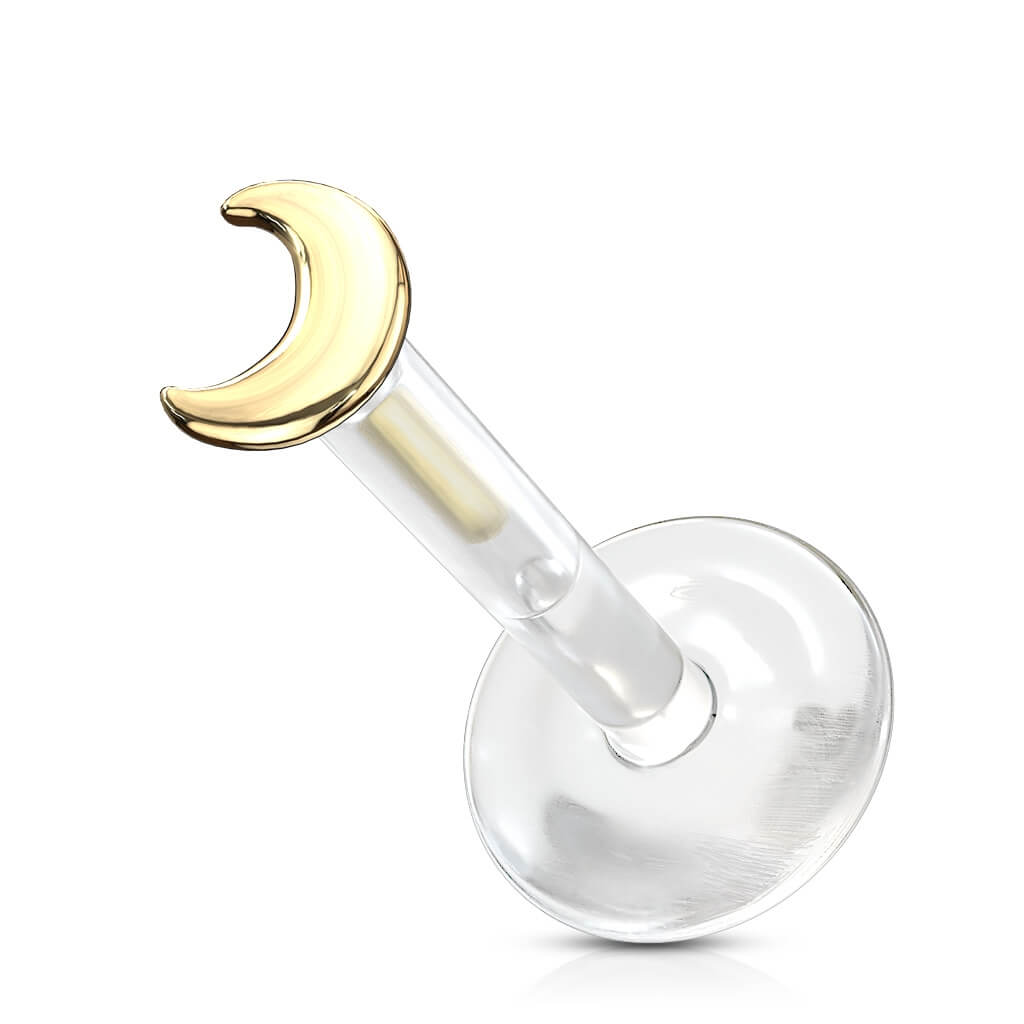 Oro 14 kt Labret Luna piatta Push-In