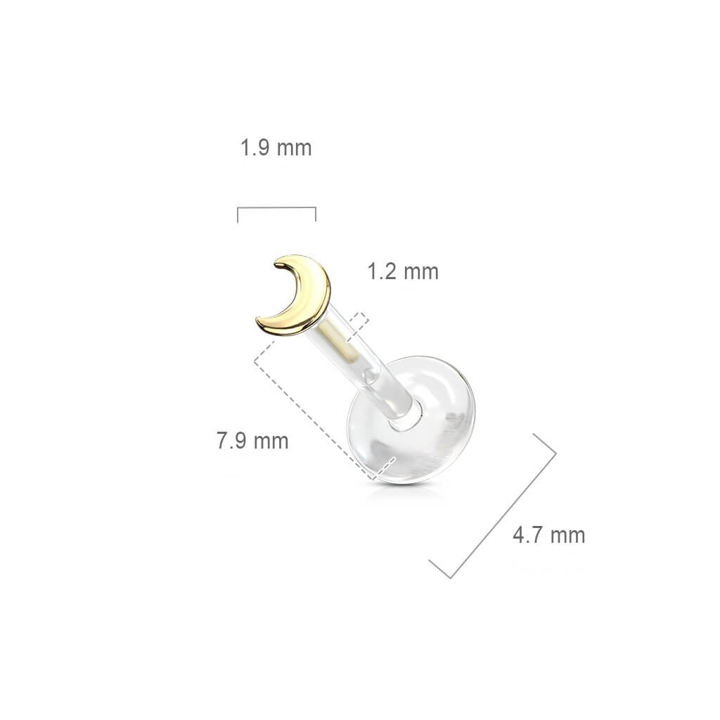 Oro 14 kt Labret Luna piatta Push-In