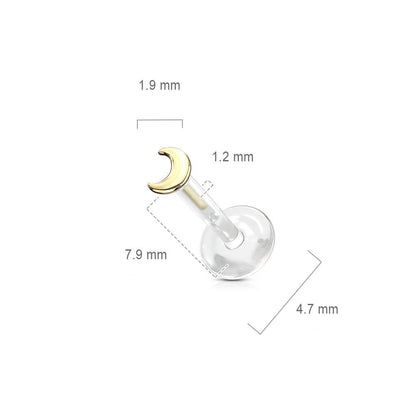 Oro 14 kt Labret Luna piatta Push-In