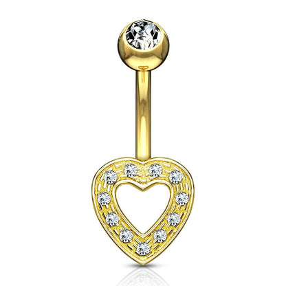 Oro 14kt Piercing ombligo Circonita Corazón