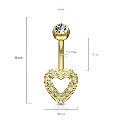 Oro 14kt Piercing ombligo Circonita Corazón