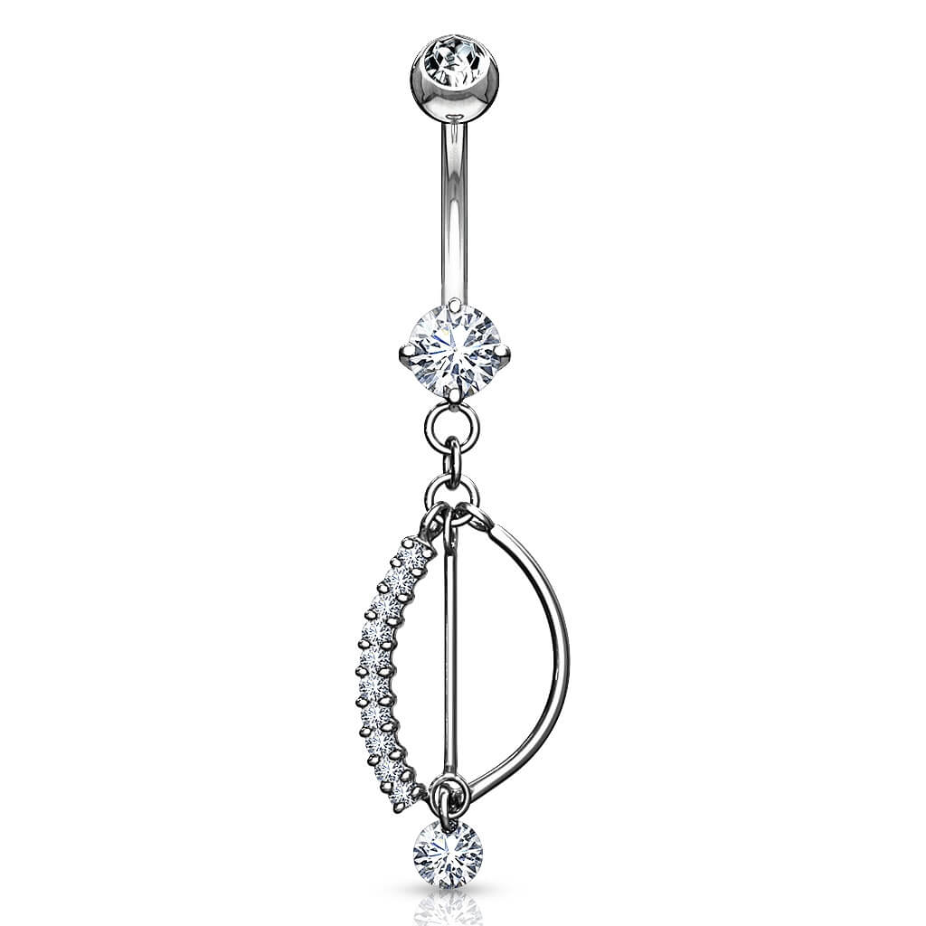 Or 14kt Piercing Nombril Pendentif Zircone