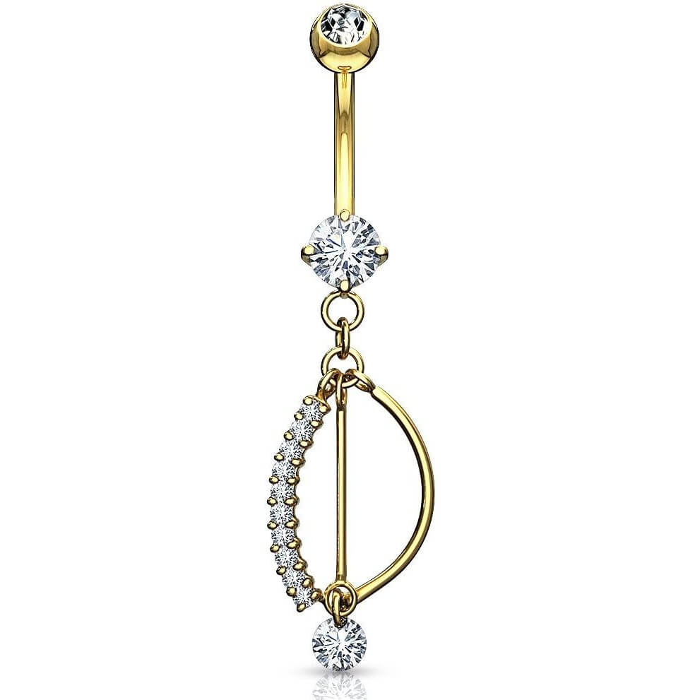 Or 14kt Piercing Nombril Pendentif Zircone