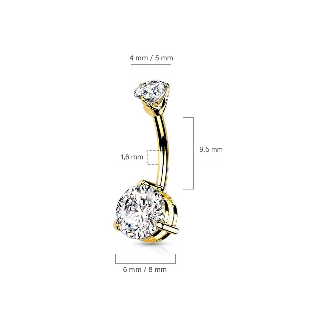 Or 14kt Piercing Nombril Zircone Opale Ronde