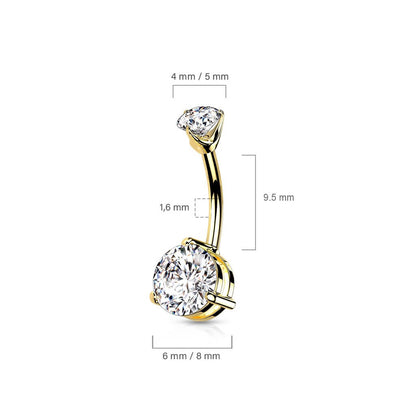 Oro 14 kt Piercing Ombelico Zircone / Opale rotondo