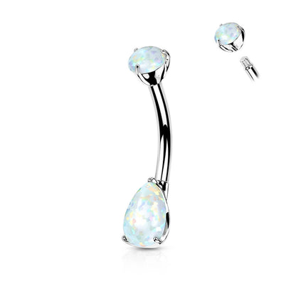 Solid Gold 14 Carat Belly Button Piercing Drop Zirconia