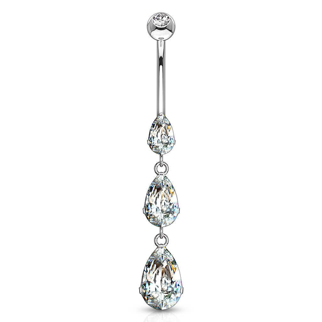 Or 14kt Piercing Nombril Pendentif Goutte Zircone