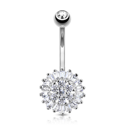 Or 14kt Piercing Nombril Zircone fleur