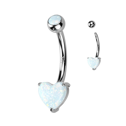 Oro 14 kt Piercing Ombelico Cuore in opale 