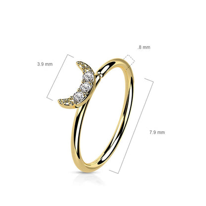 Oro 14kt Anillo Luna Circonita Flexible