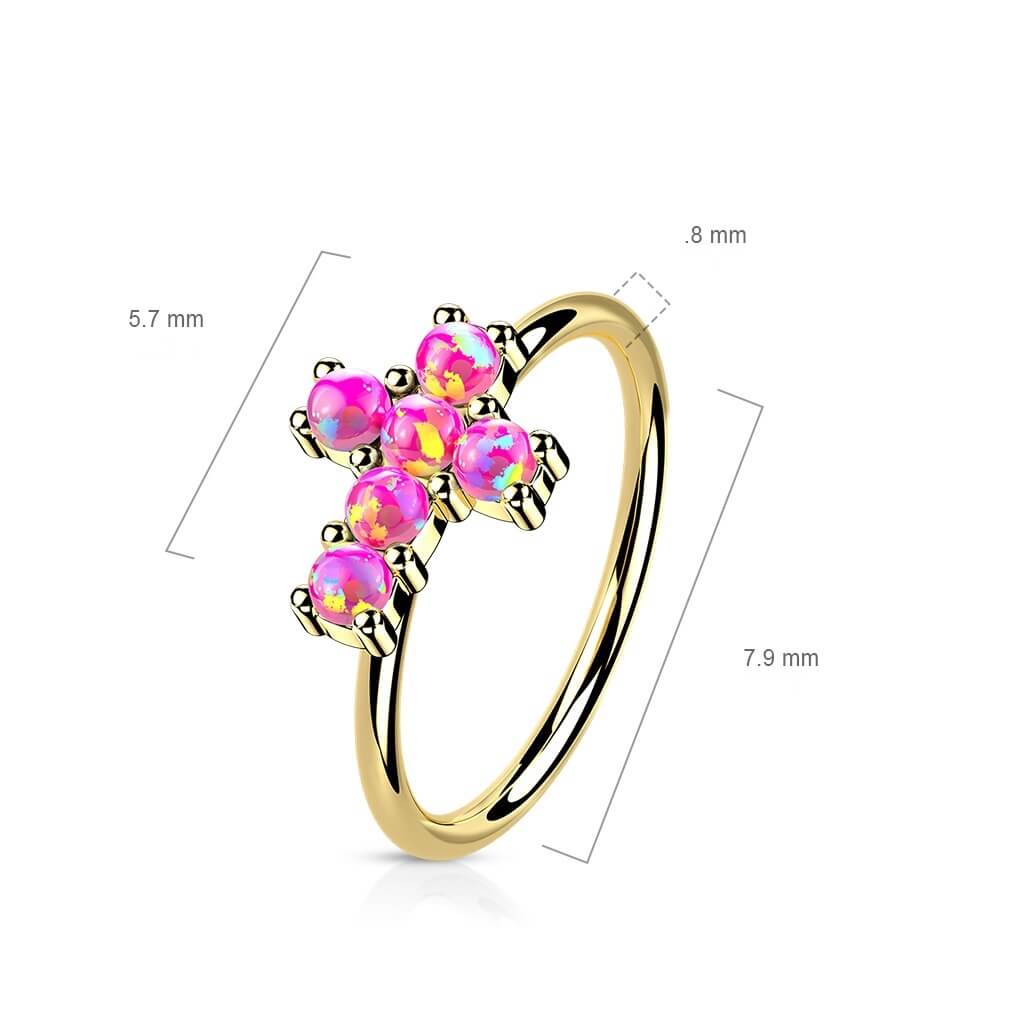 Solid Gold 14 Carat Ring Cross Zirconia Bendable