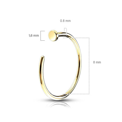 14 Karat Gold Nasenstecker Hoop Halber Hoop Ring Gelbgold Weißgold