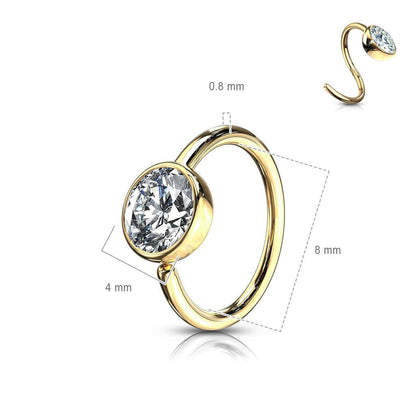 Solid Gold 14 Carat Ring Zirconia cup setting Bendable