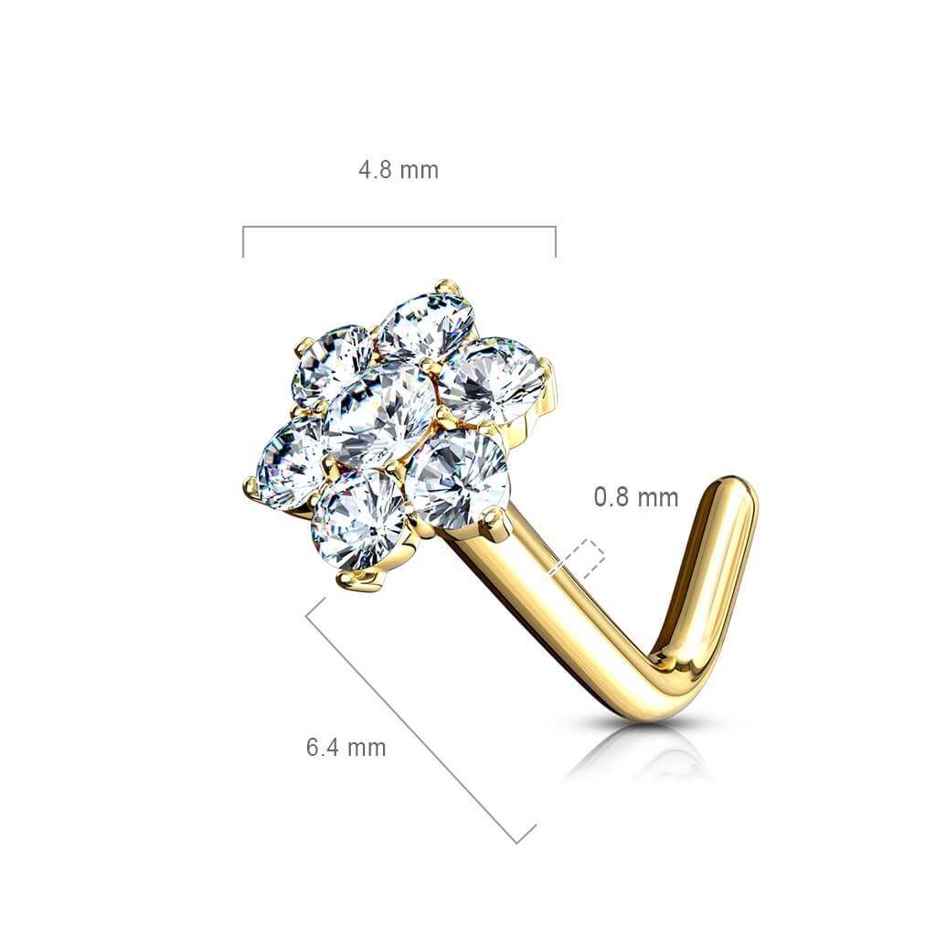 Oro 14 kt Nasale a L Fiore di zirconi