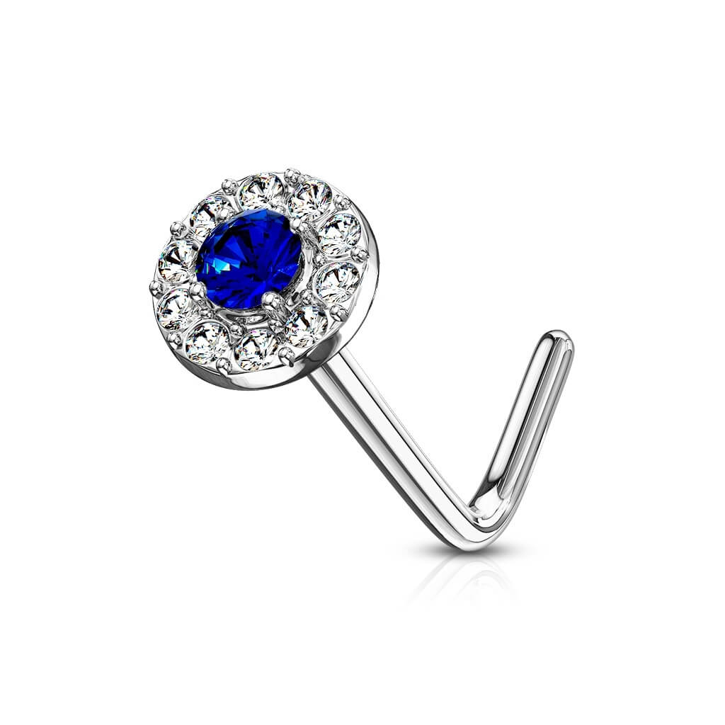 Or 14kt Nez En Forme de L Zircone Ronde