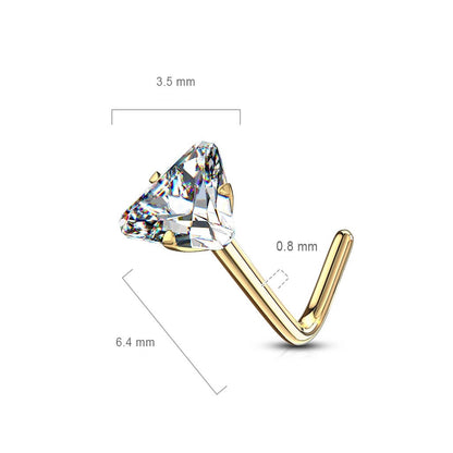 Oro 14 kt Nasale a L Zircone triangolare