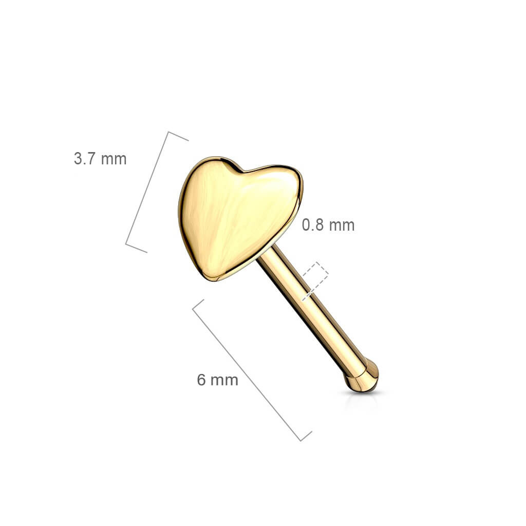 Solid Gold 14 Carat Nose Stud Heart