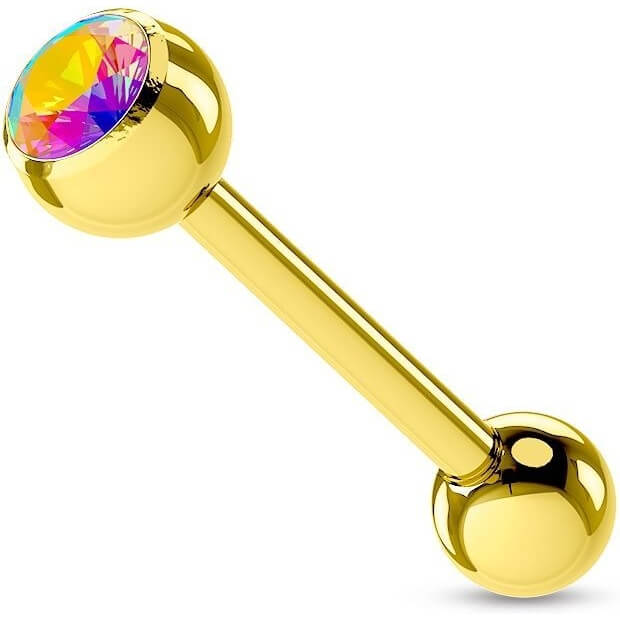 Barbell Zircone a sfera in Oro