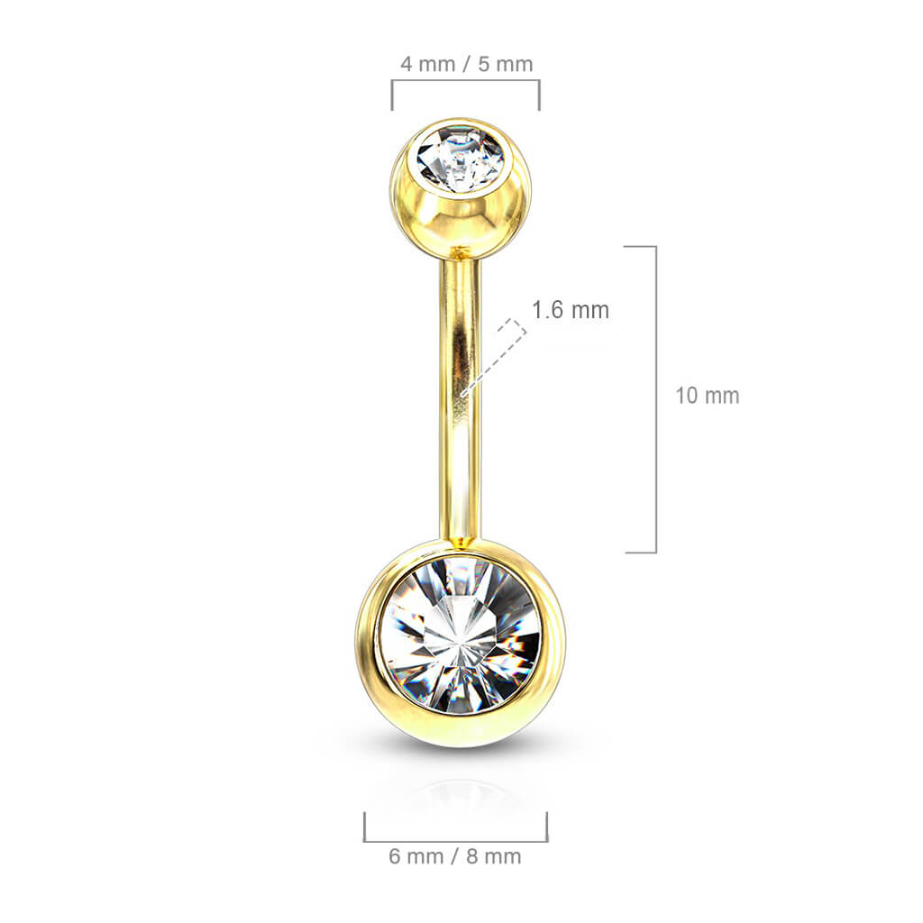 Bauchnabelpiercing Kugel Zirkonia Gold PVD