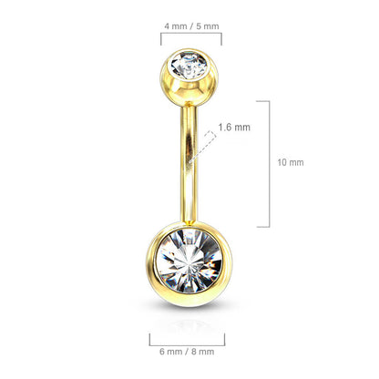 Bauchnabelpiercing Kugel Zirkonia Gold PVD