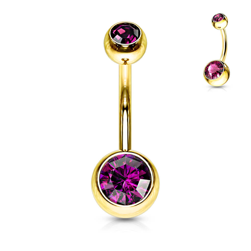 Bauchnabelpiercing Kugel Zirkonia Gold PVD