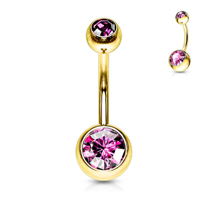 Bauchnabelpiercing Kugel Zirkonia Gold PVD