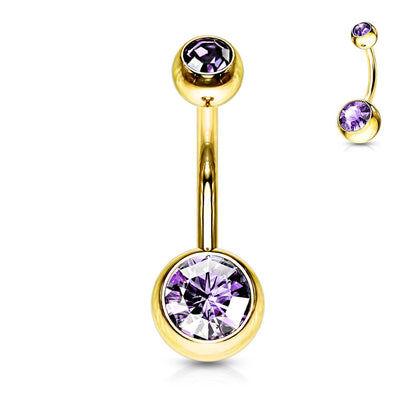 Bauchnabelpiercing Kugel Zirkonia Gold PVD