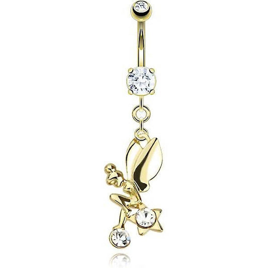 Belly Button Piercing Fairy dangle Zirconia Gold